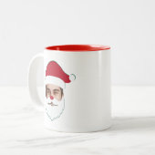 Funny Custom Face Swap Weihnachtsmann Weihnachten Zweifarbige Tasse (Vorderseite Links)
