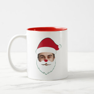 Funny Custom Face Swap Weihnachtsmann Weihnachten Zweifarbige Tasse