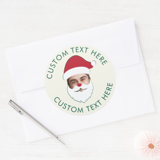 Funny Custom Face Swap Weihnachtsmann Weihnachtste Runder Aufkleber (Umschlag)
