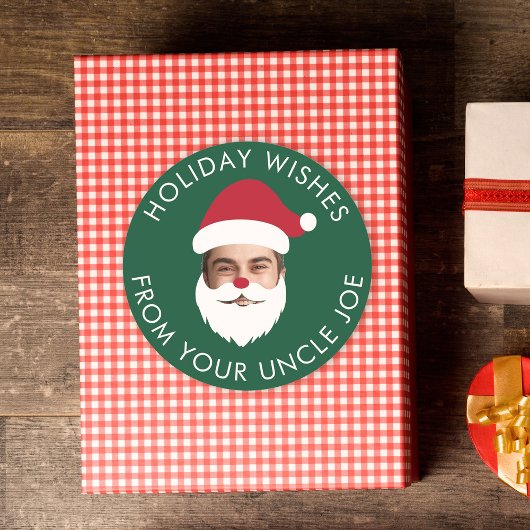 Funny Custom Face Swap Weihnachtsmann Weihnachtste Runder Aufkleber