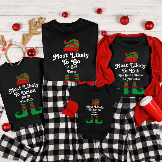 Funny Custom Family Weihnachten am ehesten Elf wah T-Shirt