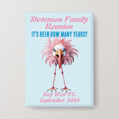 Funny Custom Family Wiedersehen Flamingo Button (Vorderseite)