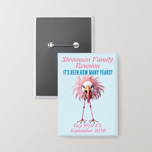 Funny Custom Family Wiedersehen Flamingo Button (Vorderseite/Rückseite)