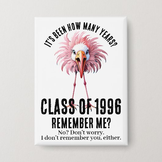 Funny Custom Flamingo 30. School Class Wiedersehen Button (Vorderseite)
