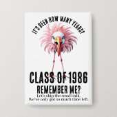 Funny Custom Flamingo 40. School Class Wiedersehen Button (Vorderseite)