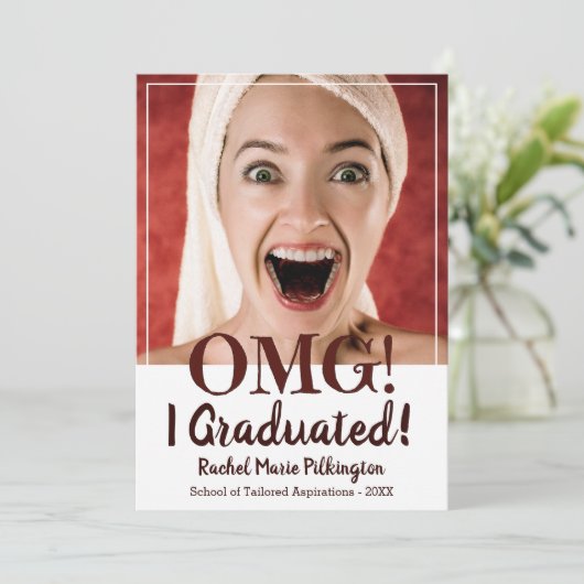 Funny Custom Foto Abschluss Ankündigung (Stehend Vorderseite)