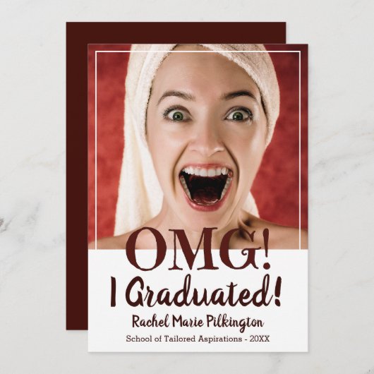 Funny Custom Foto Abschluss Ankündigung (Vorne/Hinten)