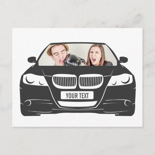Funny Custom Foto Car Frame Postkarte (Vorderseite)