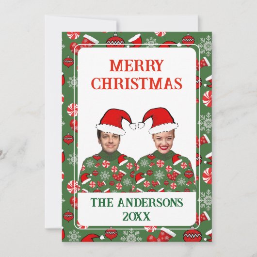 Funny Custom Foto Frohe Weihnachten Ugly Sweater (Vorderseite)