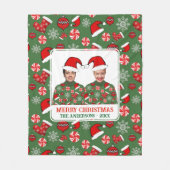 Funny Custom Foto Frohe Weihnachten Ugly Sweater Fleecedecke (Vorderseite)