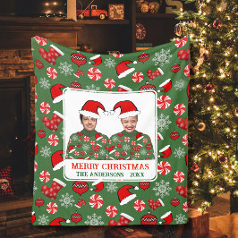 Funny Custom Foto Frohe Weihnachten Ugly Sweater Fleecedecke