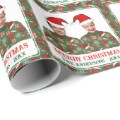 Funny Custom Foto Frohe Weihnachten Ugly Sweater Geschenkpapier (Rolleneckpunkt)