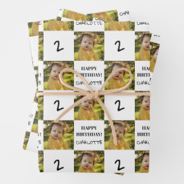 Funny Custom Foto Happy Birthday Age Kinder Erwach Geschenkpapier Set