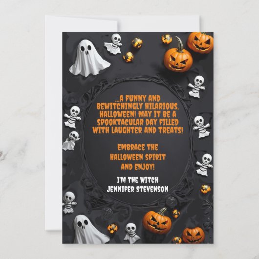 Funny Custom Foto mit einem Halloween Hexenhut Einladung (Rückseite)