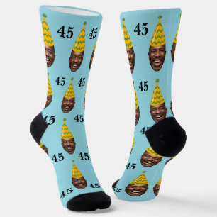 Funny Custom Geburtstagsgesicht mit Party Hat & Ag Socken