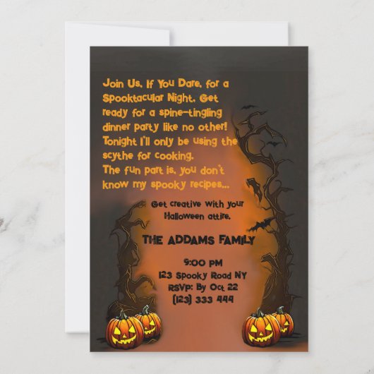 Funny Custom Halloween Sensenmann Koch Dinner Part Einladung (Rückseite)