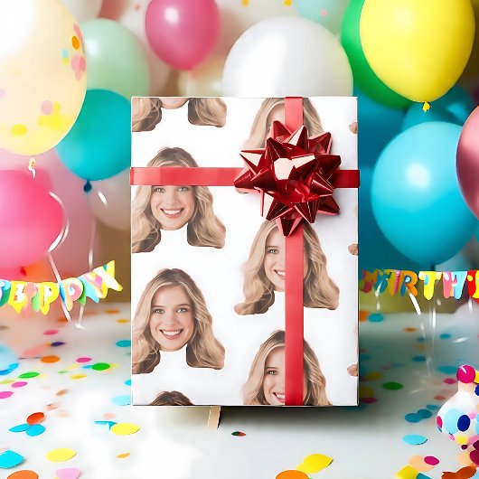 Funny Custom Heads Foto Gift Wrap | Angepasstes Ge Geschenkpapier