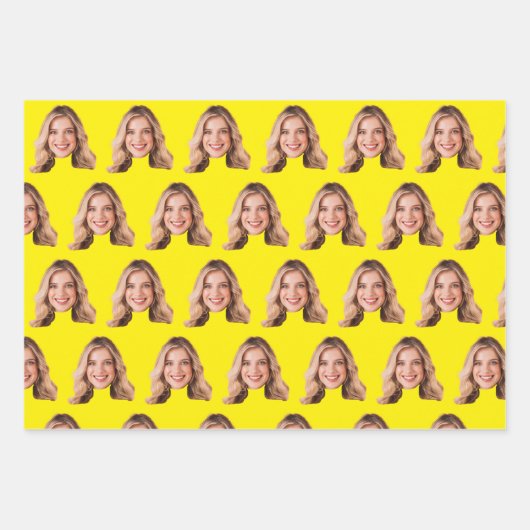 Funny Custom Heads Photo Gift Wrap | Custom Face Geschenkpapier Set (Vorderseite 3)