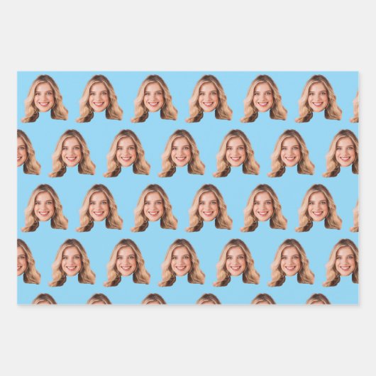 Funny Custom Heads Photo Gift Wrap | Custom Face Geschenkpapier Set (Vorderseite 2)