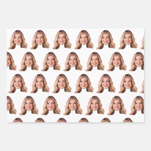 Funny Custom Heads Photo Gift Wrap | Custom Face Geschenkpapier Set (Vorderseite)