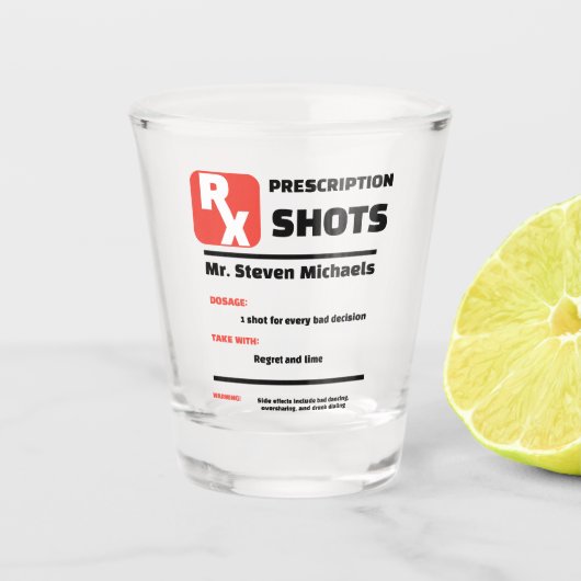 FUNNY! 🍋🟩 Custom Joke Prescription Shot Glass Schnapsglas (Vorderseite)