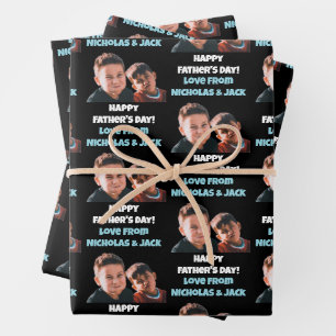 Funny Custom Kids gegenüberstehen Foto Happy Vater Geschenkpapier Set