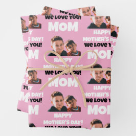 Funny Custom Kids Gesicht Foto glücklichen Muttert Geschenkpapier Set