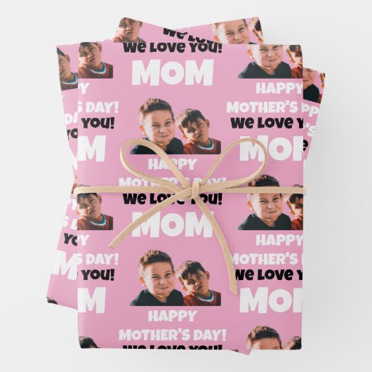 Funny Custom Kids Gesicht Foto glücklichen Muttert Geschenkpapier Set (Beispiel)