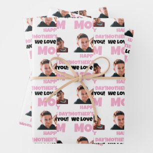 Funny Custom Kids Gesicht Foto glücklichen Muttert Geschenkpapier Set