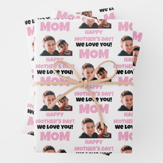 Funny Custom Kids Gesicht Foto glücklichen Muttert Geschenkpapier Set (Beispiel)