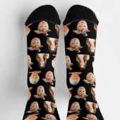 Funny Custom Mama 3 Kids Foto Schwarz Socken (Oben)