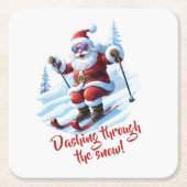 Funny Custom Modern Santa Claus Funky Christmas Rechteckiger Pappuntersetzer (Vorderseite)