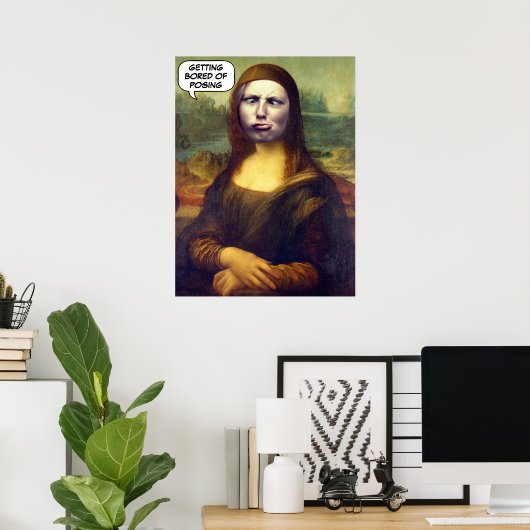 Funny Custom Mona Lisa Face in Hole Foto Poster (Heimbüro)