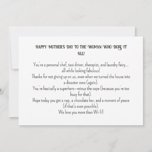 Funny Custom Mutter Day Flat Grußkarte Karte (Rückseite)