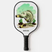 Funny custom name Drinking Fish Pickleball Schläger (Vorderseite)