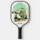 Funny custom name Drinking Fish Pickleball Schläger (Rückseite)