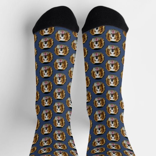 Funny Custom Pet Foto Hund Katzen Muster Blau Socken (Oben)