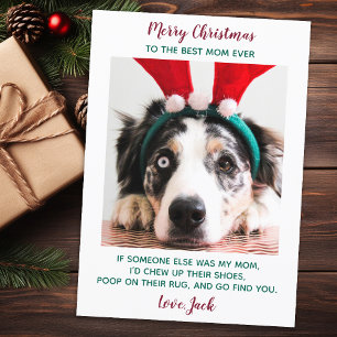 Funny Custom Pet Foto Hund Mama Frohe Weihnachtsfe Feiertagskarte