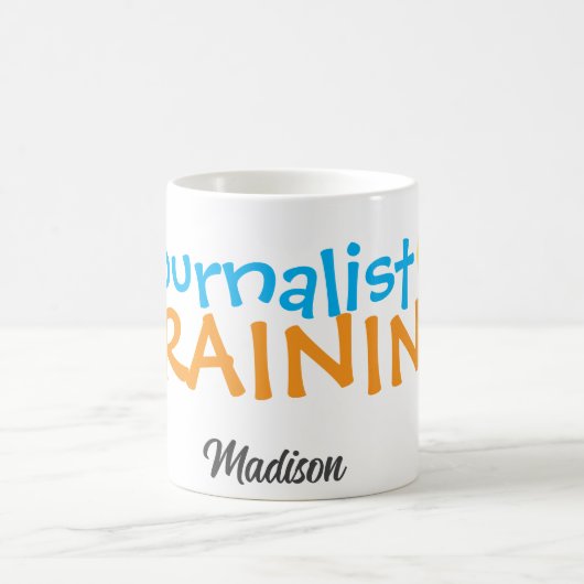 Funny Custom Professionname Blue Orange Kaffeetasse (Mittel)