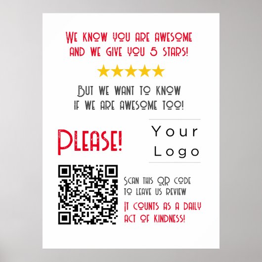 Funny Custom QR Code Business Logo Review einzigar Poster (Vorne)