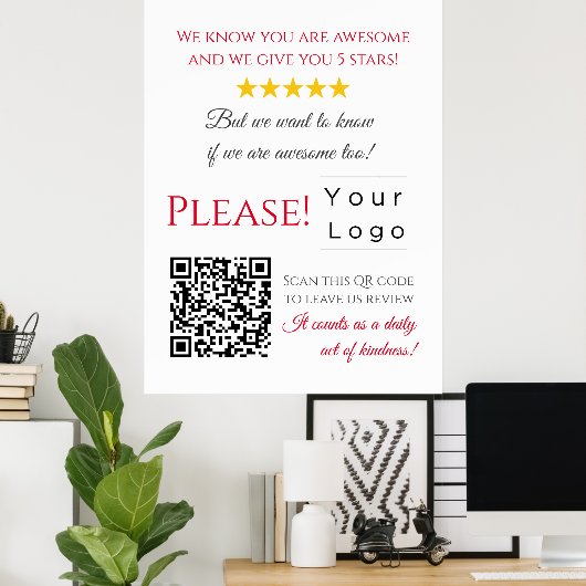 Funny Custom QR Code Business Logo Review Poster (Heimbüro)