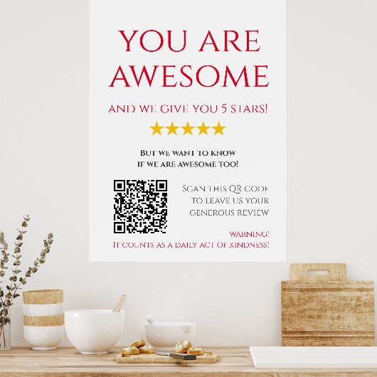 Funny Custom QR Code Business Logo Review Poster (Küche)