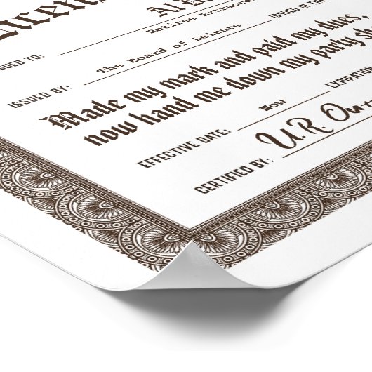 Funny Custom Retirement Certificate, digitale Date Poster (Ecke)