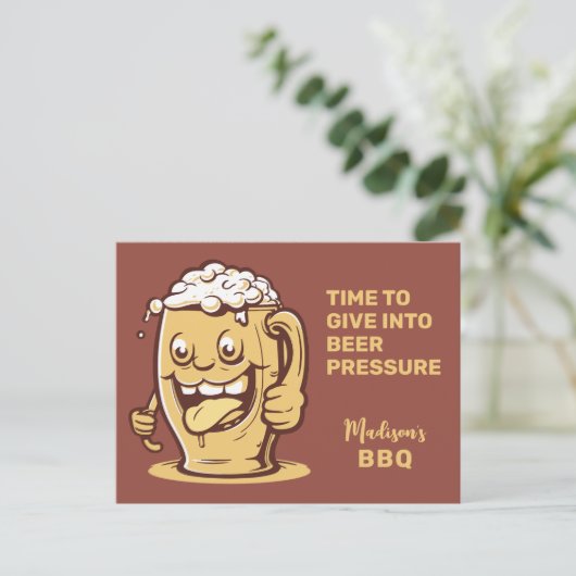 Funny Custom Text Beer Postkarte (Stehend Vorderseite)