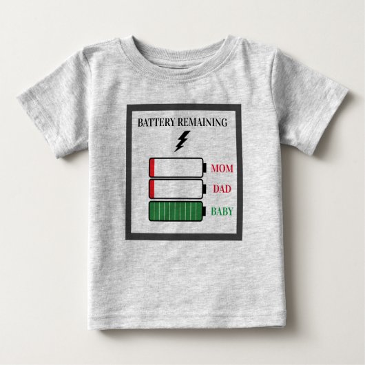 Funny Custom Text Full Battery Life Tech Baby T-shirt (Vorderseite)