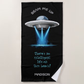 Funny custom text UFO Spaceshil Strandtuch (Vorderseite)