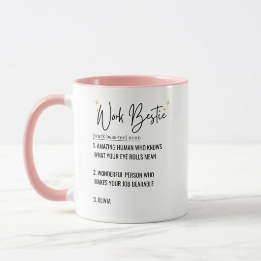 Funny Custom Text Work Bestie Wertungsgeschenk Tasse (Links)