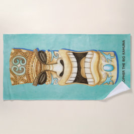 Funny Custom Tiki Beach Island Mit Monogramm Strandtuch