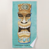 Funny Custom Tiki Beach Island Mit Monogramm Strandtuch (Vorderseite)