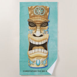 Funny Custom Tiki Beach Island Mit Monogramm Strandtuch